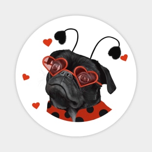 Little Love Pug | Black Pug With Heart Sunglasses Magnet